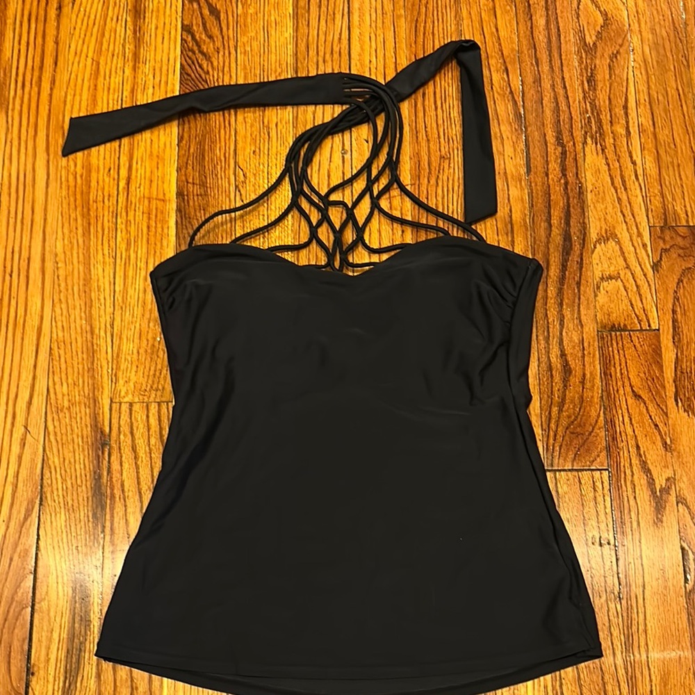 Island Escape Black Halter Swim Tank Top
